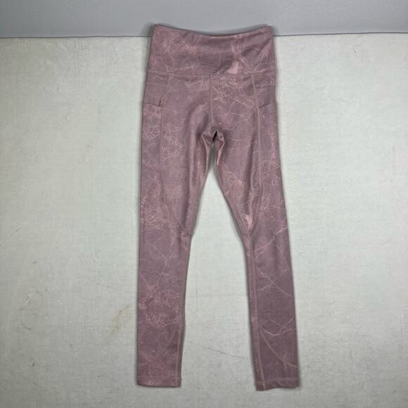 Zyia Active Pink Rose Marbled Print Mid Rise 7/8 Legging Women's Size 0 - Picture 3 of 8